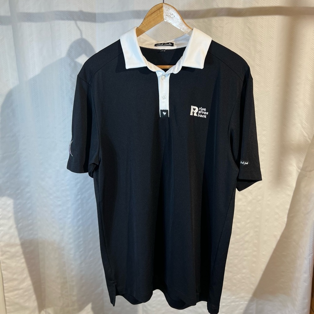 Bad Birdie x Riot Gives Back Black & White Contrast Collar Golf Polo Men’s L
